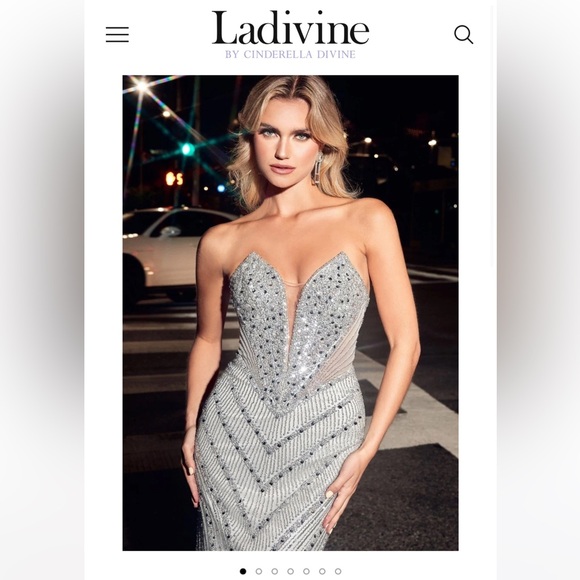 Cinderella Divine CD0216 Ladivine STRAPLESS FITTED BEADED GOWN - Picture 7 of 9